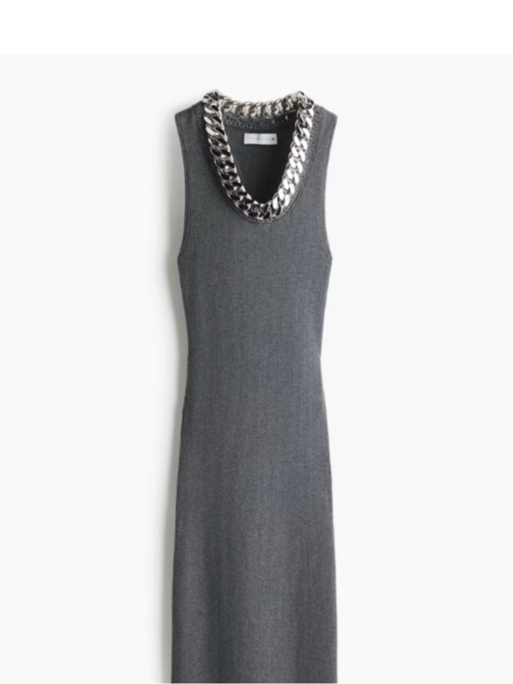 Stella McCartney H&M Sleeveless Ribbed Maxi Dress - Gray Silver Chain - New